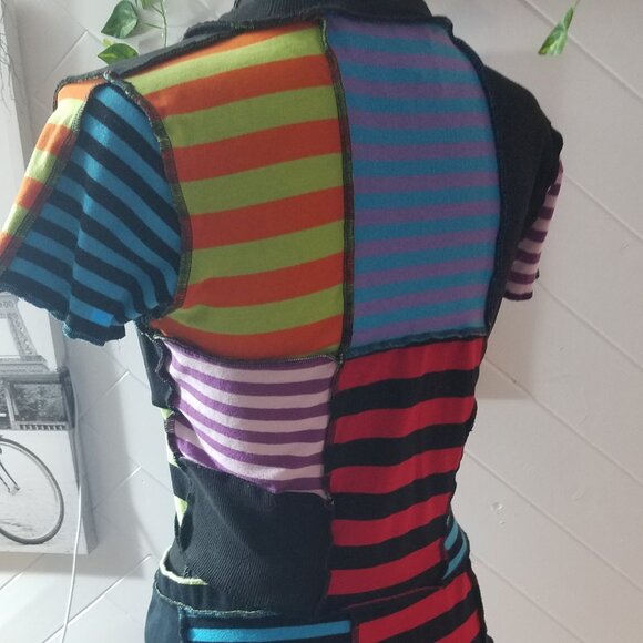 The Ragged Priest Breaker Stripe Patchwork Top and Skirt - Picture 3 of 9